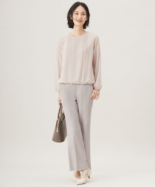 自由区 【セットアップ対応・洗える】ウールブレンドセットアップ パンツ ライトグレー系