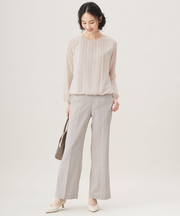 自由区 【セットアップ対応・洗える】ウールブレンドセットアップ パンツ ライトグレー系