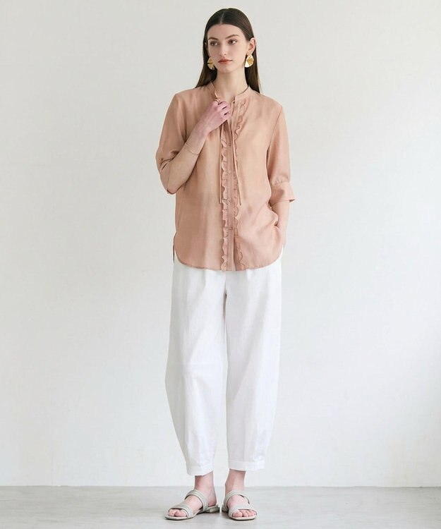 BEIGE， AMARYLLIS / フリルリボン ブラウス Milk Tea