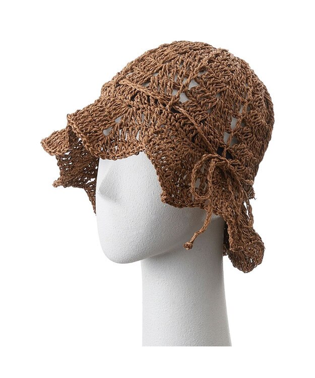 MOONBAT estaa ペーパー透かし編み チューリップハット／サイズ調整可 ブラウン