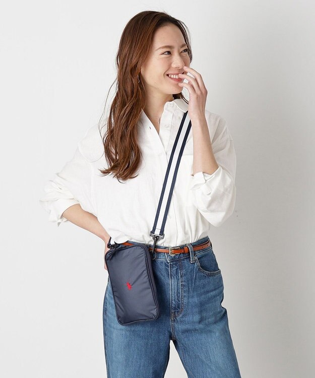 MOONBAT 【WEB限定セット/UV遮蔽率100％】POLO RALPH LAUREN （ポロ ラルフローレン）サコッシュ付き 晴雨兼用 折りたたみ傘 ポロポニー ネイビーブルー