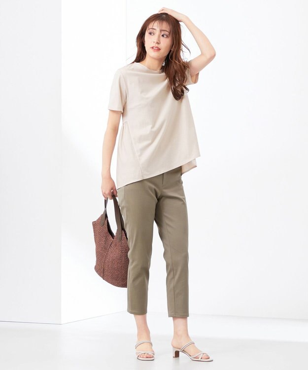 ANY SIS 【撥水】サテンストレッチビューティ パンツ ライトカーキ