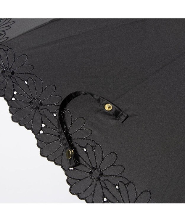 UNBILLION cache nez / フラワーボーラー刺繍ショートパラソル ブラック