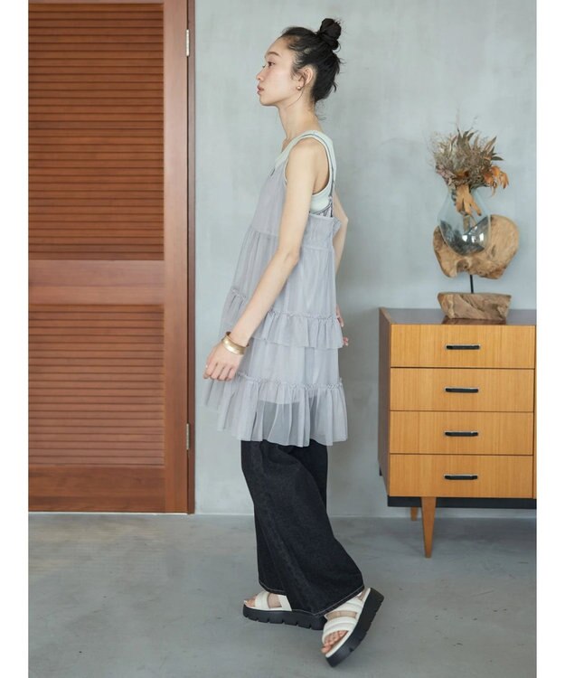 earth music&ecology チュールミニキャミワンピース Gray
