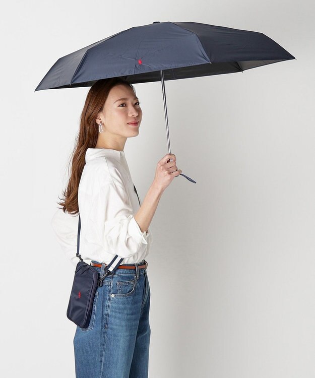 MOONBAT 【WEB限定セット/UV遮蔽率100％】POLO RALPH LAUREN （ポロ ラルフローレン）サコッシュ付き 晴雨兼用 折りたたみ傘 ポロポニー ネイビーブルー