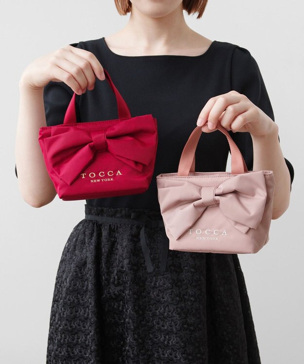 TOCCA 【撥水】WISH RIBBON POUCHBAG ポーチ レッド系