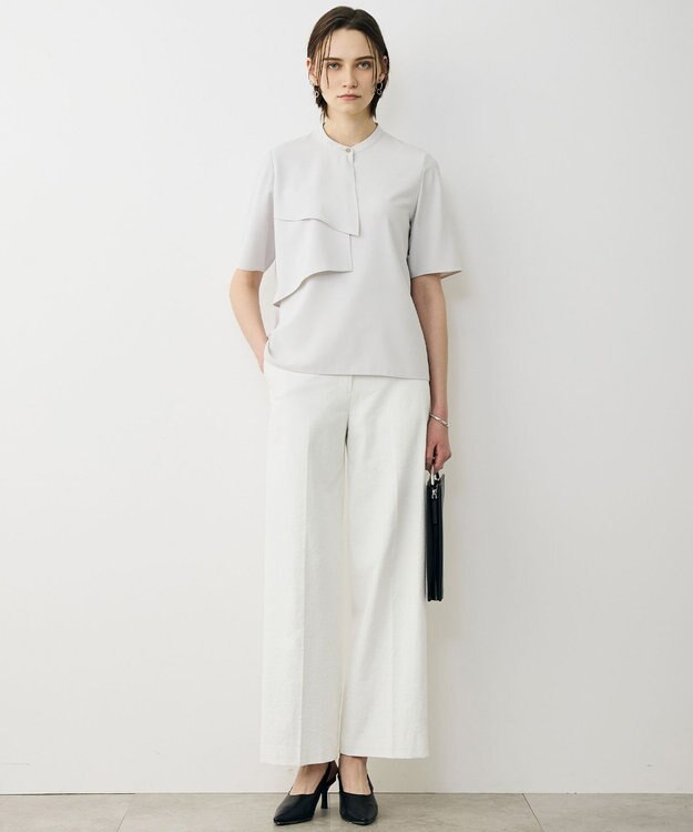 ICB L ストレッチジョーゼット ラッフルディテールブラウス トープ