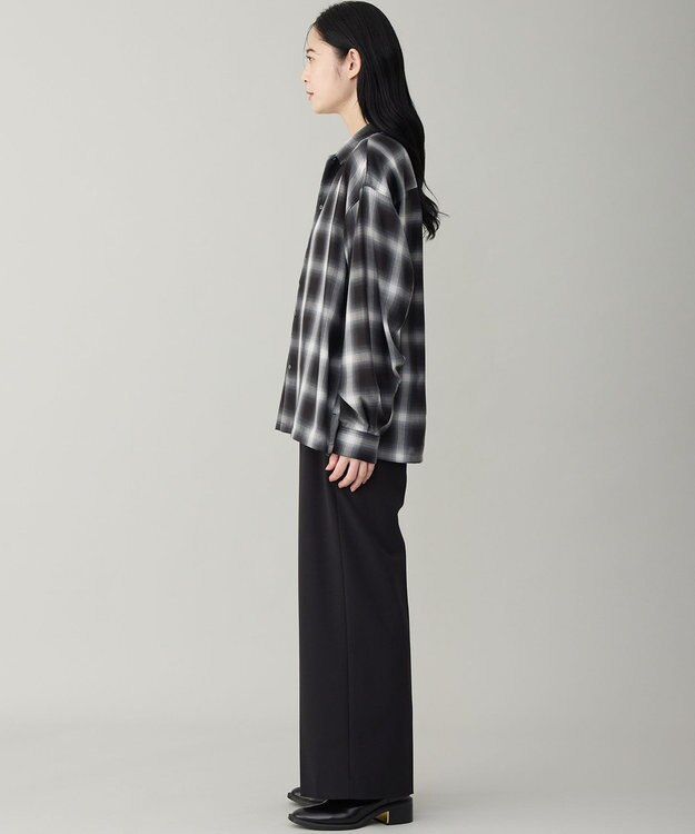 UNFILO MENS 【男女兼用】エアリーシアー オンブレシャツ ブラックチェック