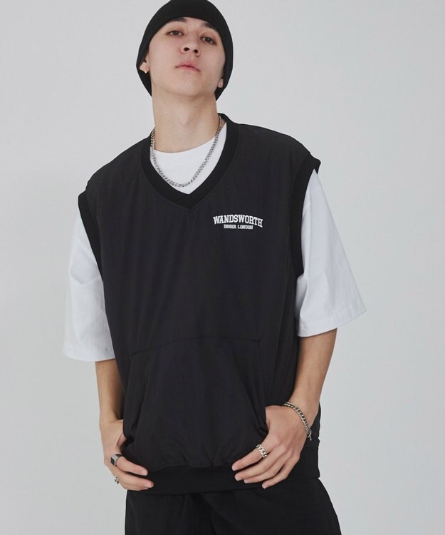 WEGO ナイロンVネックベスト ブラック