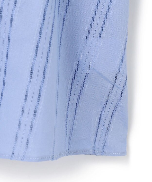 UNFILO ストライプレース ギャザーブラウス ブルー