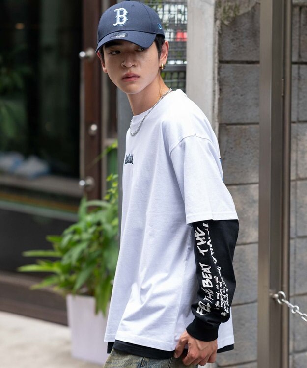 WEGO 【2点セット】アクセ付きアンサンブルグラフィックT（長袖） ホワイト