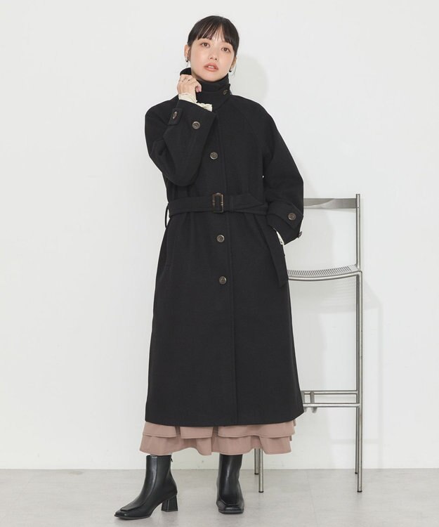 earth music&ecology 2WAYカラーロングコート ブラック