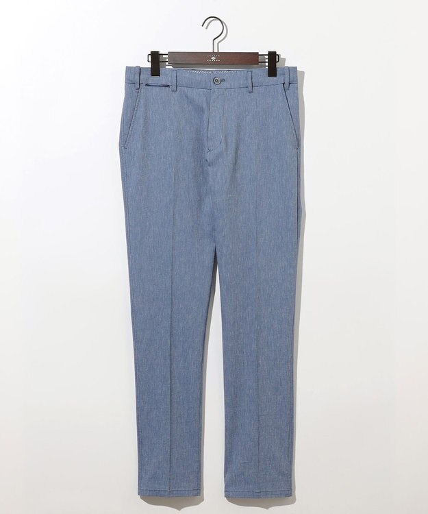 JOSEPH ABBOUD 【ウエストも伸びる/清涼/ストレッチ】ストレッチリネンシャンブレーパンツ サックスブルー系