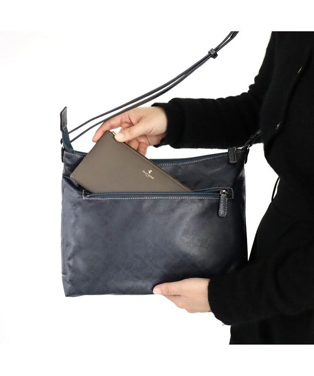 PELLE BORSA シンプルショルダーバッグ Alive アライブ 4449 ネイビー