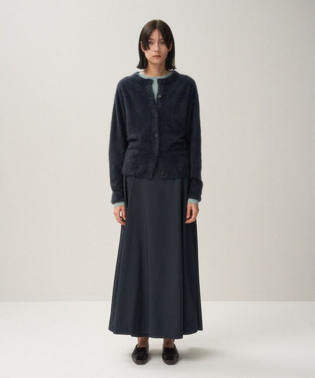 ATON ROYAL CASHMERE FUR | クルーネックカーディガン NAVY