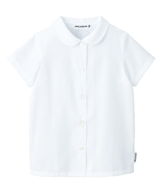 MIKI HOUSE HOT BISCUITS 【90-130cm】ピケ素材の丸衿半袖ブラウス 白