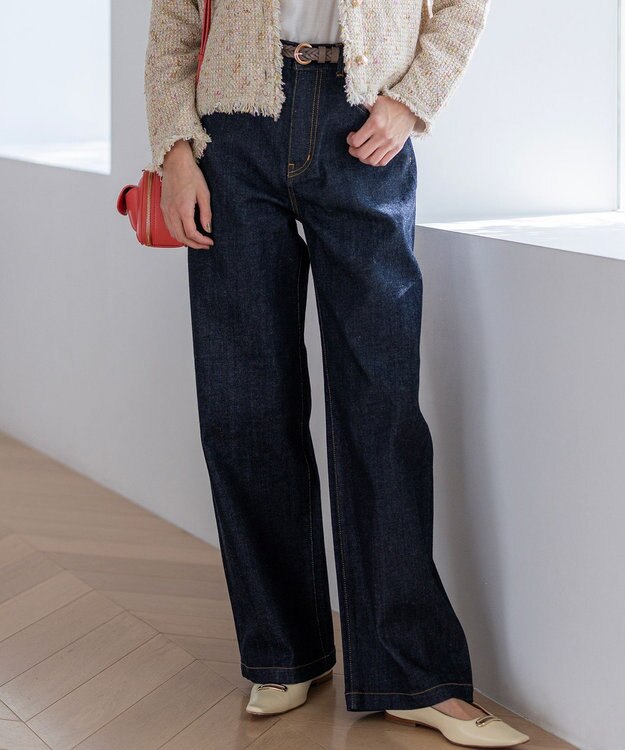 23区 S 【滝沢眞規子さん着用/VERY掲載/洗える】23区DENIM ストレッチ ワイドパンツ ネイビー系