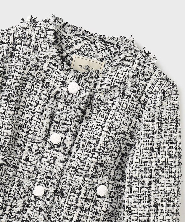 GRACE CONTINENTAL フリンジツイードジャケット ブラック