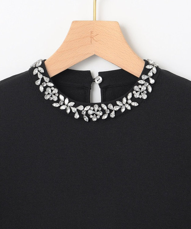 組曲 S 【WEB限定】ビジューパフスリーブ ニット ブラック系