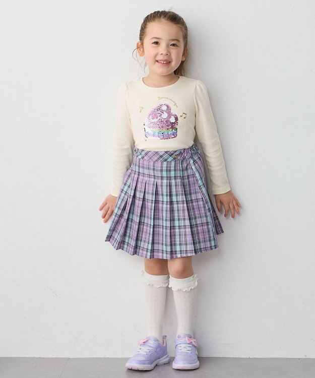 ANY KIDS ミラクルスパンコール長袖Tシャツ エクリュ（ケーキ×ピアノ）