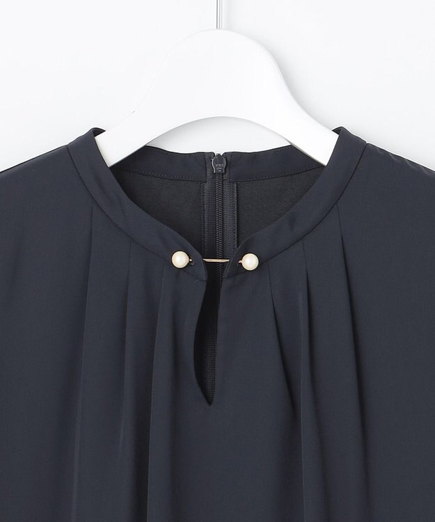 23区 L 【洗える】シルキーデシン パールモチーフ カットソー ネイビー系