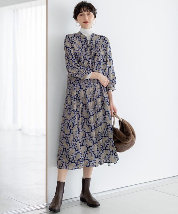 23区 S 【洗える】Ratti ヴィンテージペイズリープリント ワンピース ブループリント