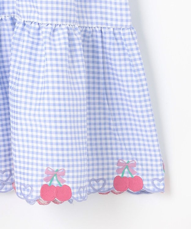 ANY KIDS ギンガム ドッキングワンピース サックスブルー系