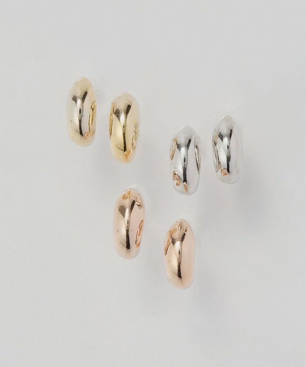 Phoebe 【金属アレルギー対応】ぷっくりフープセラミックピアス　シャンパンゴールド シャンパンゴールド