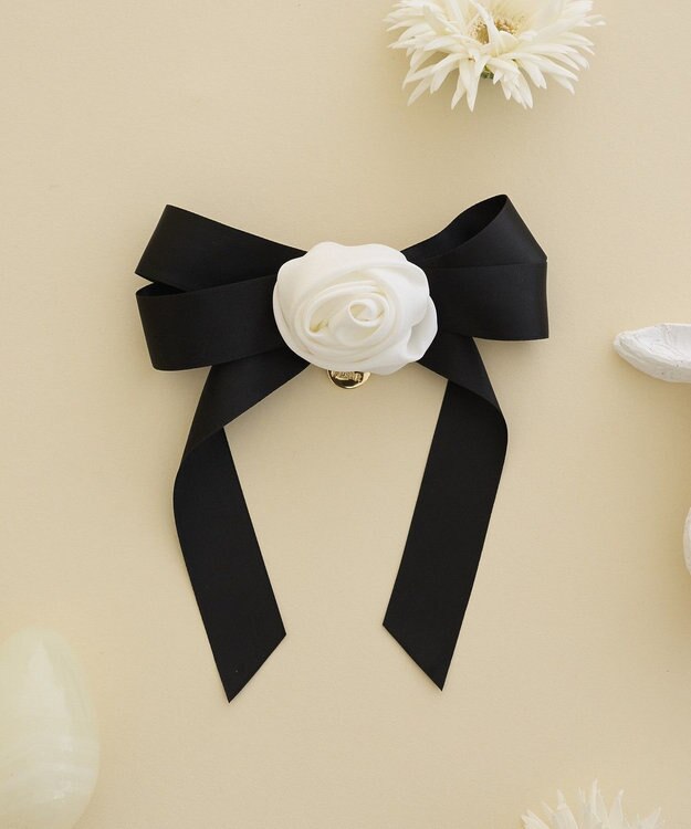 Maison de FLEUR イースターローズリボンバレッタ Black