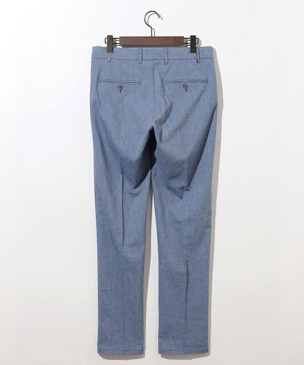 JOSEPH ABBOUD 【キングサイズ・ウエストも伸びる/清涼/ストレッチ】ストレッチリネンシャンブレーパンツ サックスブルー系
