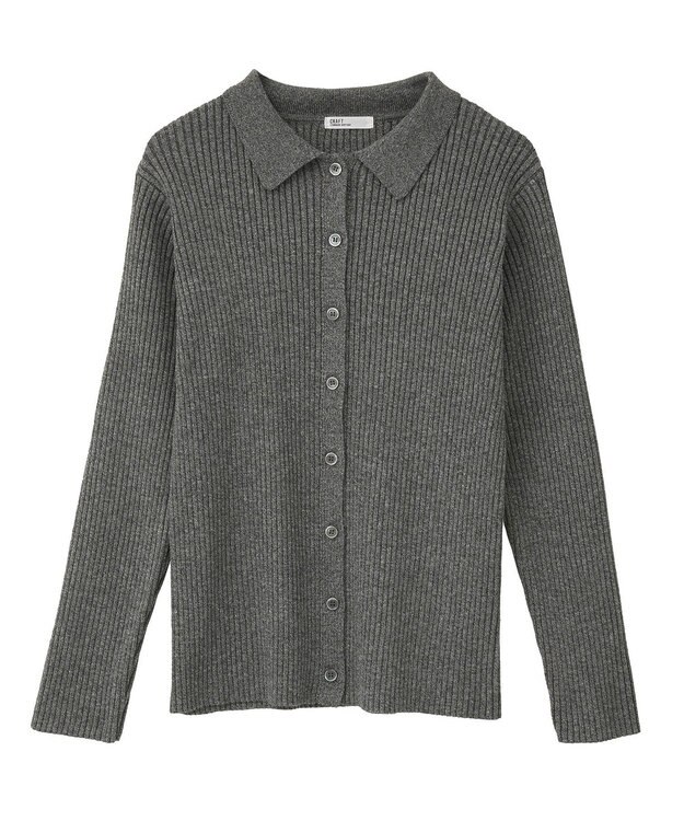 CRAFT STANDARD BOUTIQUE ミックスカラーポロ襟ニットカーディガン Gray