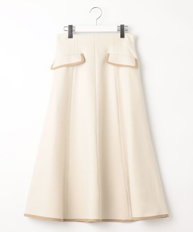 Feroux 【洗える】バイカラーフレア スカート アイボリー系