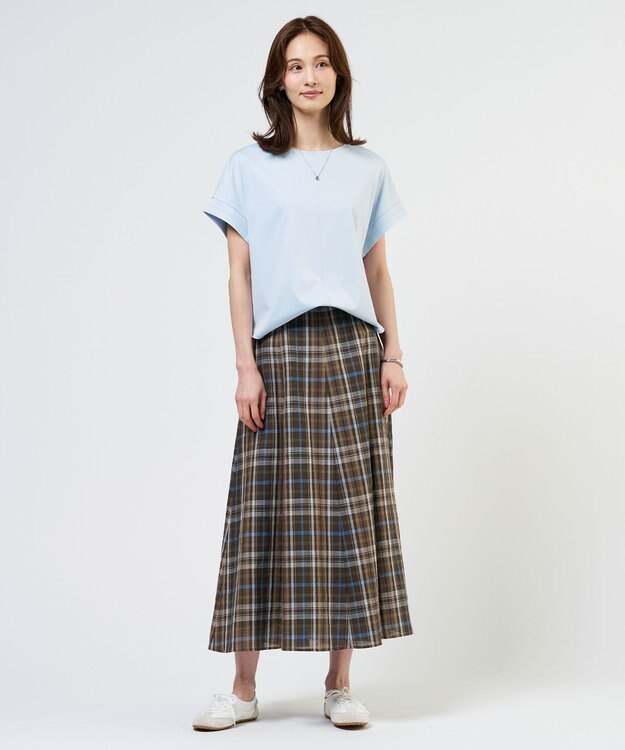 J.PRESS LADIES L 【2WAY】コットンスムース フレンチスリーブ カットソー サックスブルー系