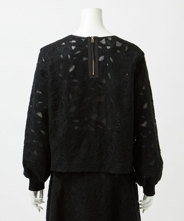 23区 【GOLD LABEL】チュールヘアリーエンブロイダリー ブラウス ブラック系