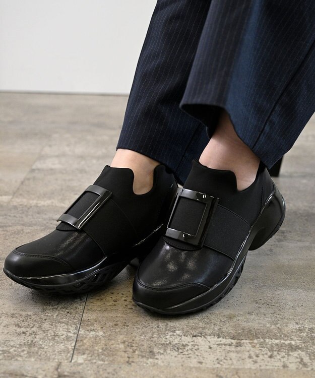 APOM 晴雨兼用　プラットフォームスリップオンスニーカー ブラックB