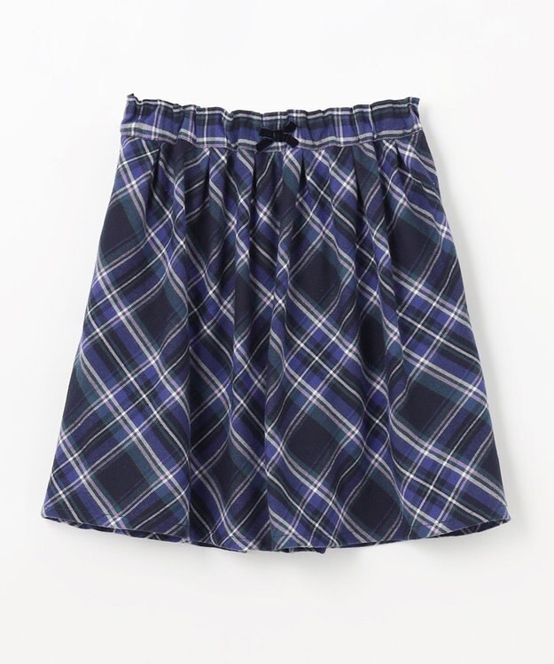 ANY KIDS チェック柄 スカパン ブルー系