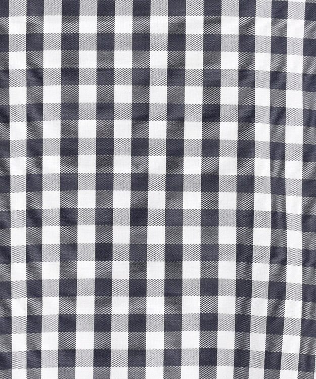 J.PRESS LADIES L 【洗える・接触冷感・UVケア】エステネージュストライプ シャーリング  ブラウス ホワイト×ネイビーギンガム系