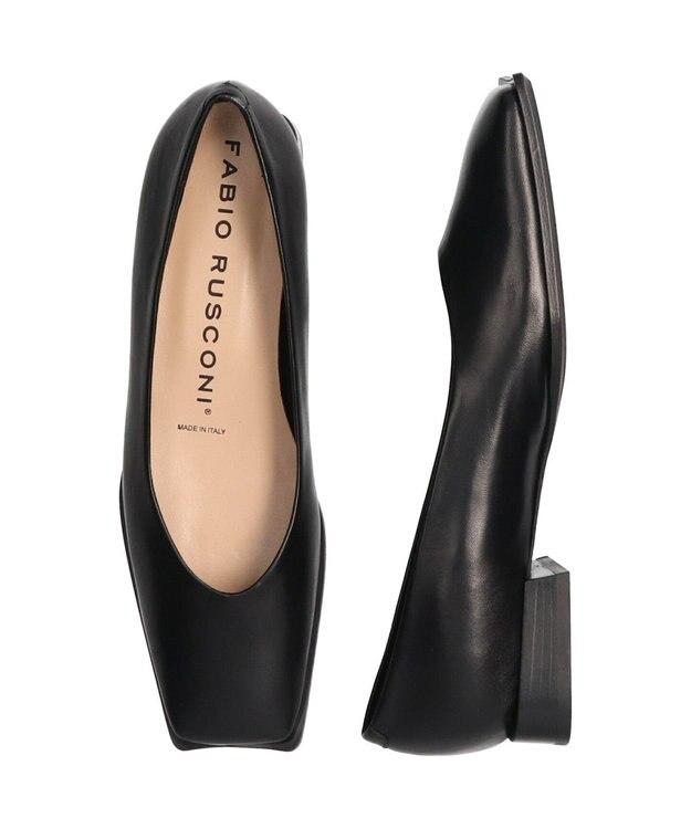 INTER-CHAUSSURES 【FABIO RUSCONI】スクエアトウVカットカッターシューズ ブラック
