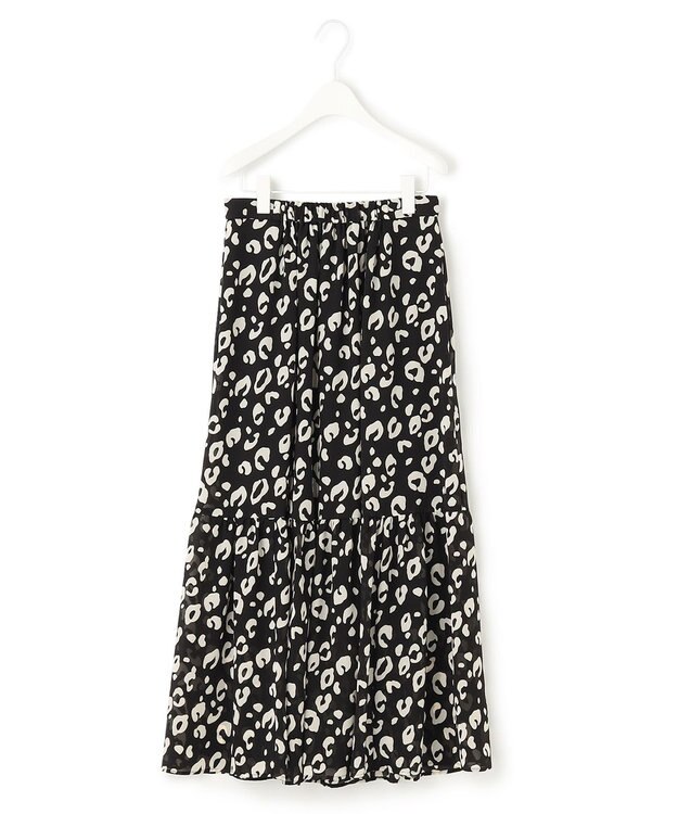 ICB 【洗える】レオパードプリント ティアードスカート ブラック系6