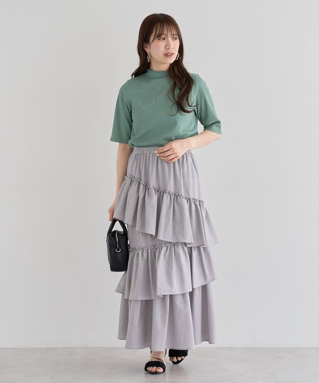 Green Parks ・Ｐｅｔｉｔ　Ｆｌｅｕｒ　５分袖メロウリブＴＥＥ Charcoal Gray