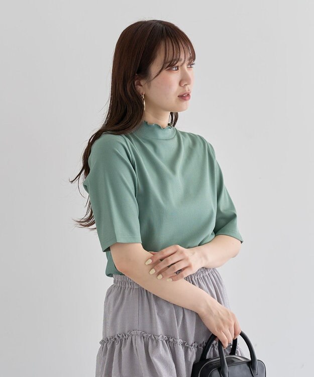 Green Parks ・Ｐｅｔｉｔ　Ｆｌｅｕｒ　５分袖メロウリブＴＥＥ Charcoal Gray