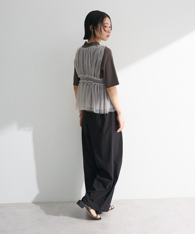 Green Parks ・Ｐｅｔｉｔ　Ｆｌｅｕｒ　５分袖メロウリブＴＥＥ Charcoal Gray