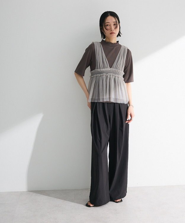 Green Parks ・Ｐｅｔｉｔ　Ｆｌｅｕｒ　５分袖メロウリブＴＥＥ Charcoal Gray