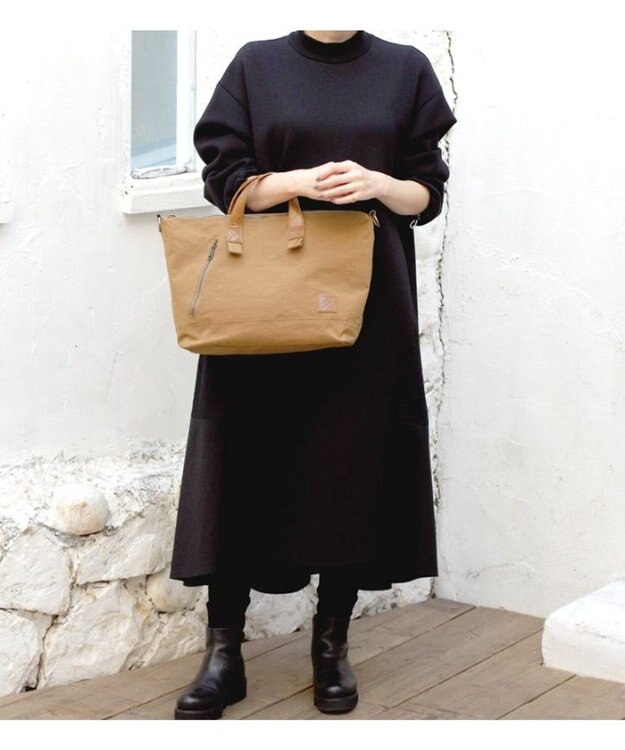 Regalo Felice 【A4サイズ対応 / 2way】天ファスナートート / REGALO BEA(ベージュ×キャメル)