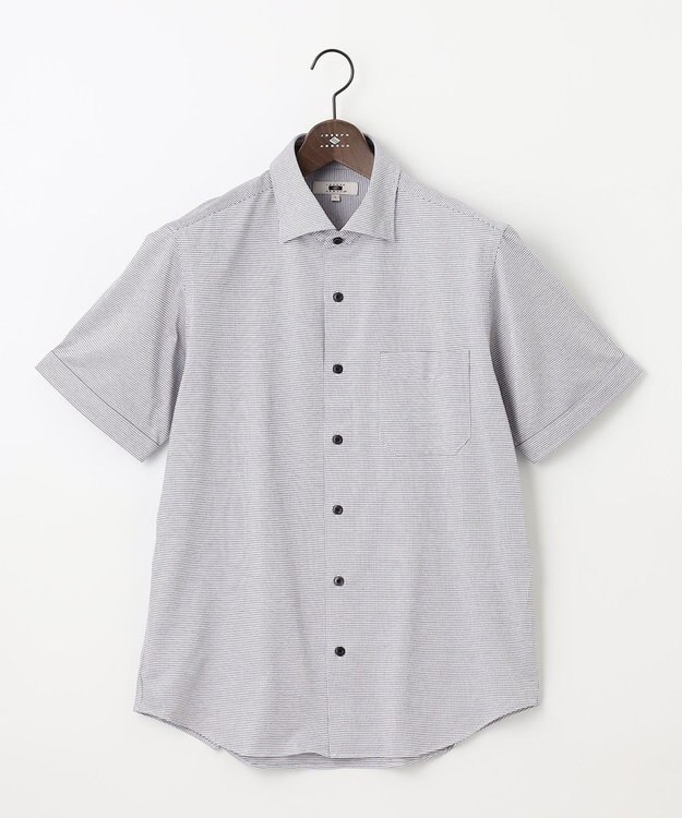 JOSEPH ABBOUD 【快適な着心地/イージーケア】コンパクトジャージースクエアジャガート 半袖 シャツ ダルブルー系7