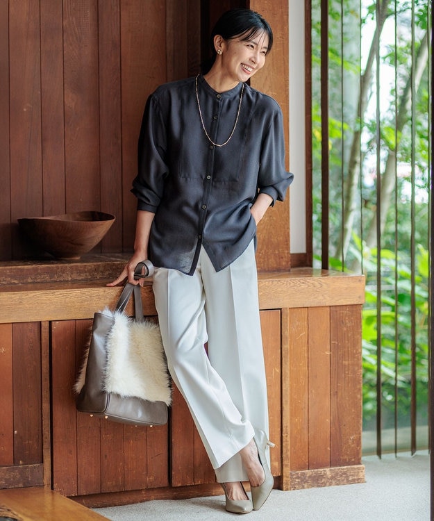 23区 ファーコンビ トートバッグ アイボリー系