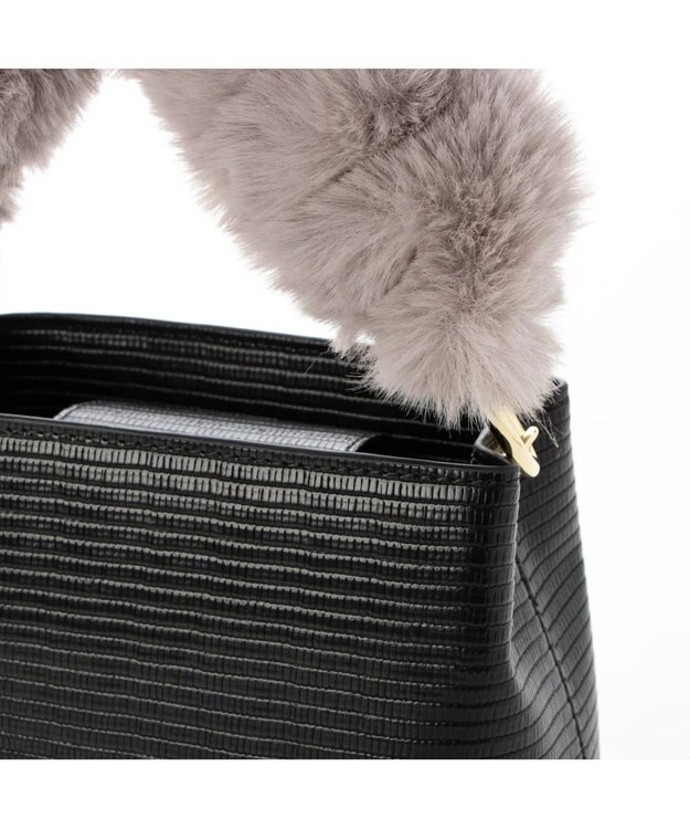 UNBILLION cachecache スパイラルエコファーハンドルスクエアミニショルダー ブラック