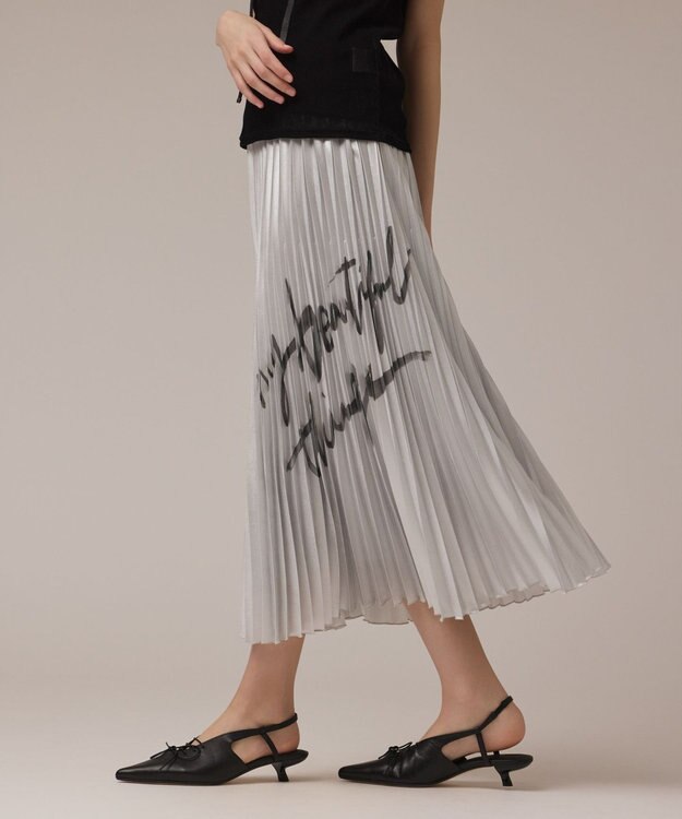 GRACE CONTINENTAL コラボロングプリーツスカート シルバー