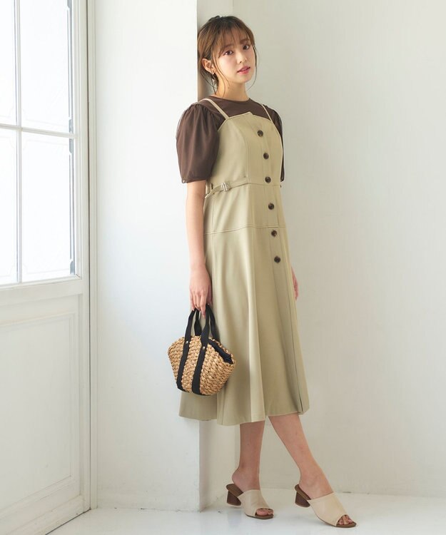 Feroux チュールパフスリーブ プルオーバー ダークブラウン系