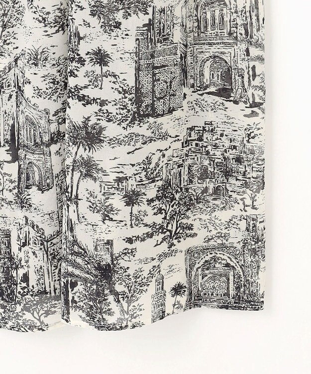 自由区 L 【洗える】ランドスケーププリント ワンピース モノトーン